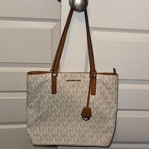 Michael Kors Signature Cream and Brown Tote